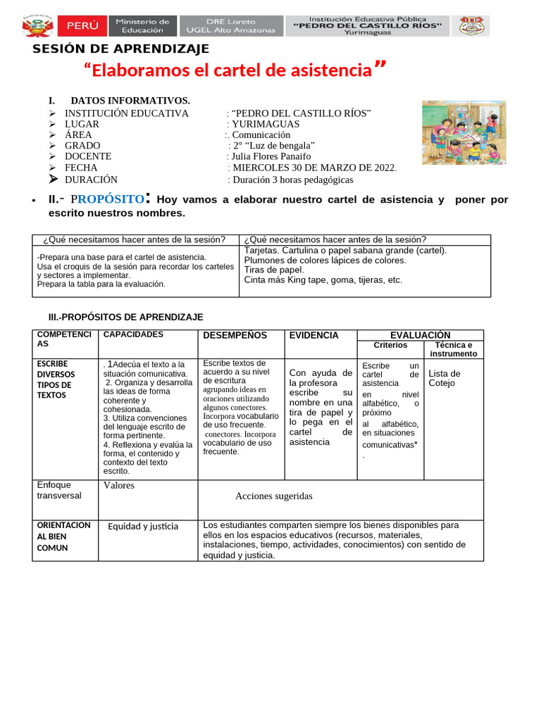 Cartel de Asistencia Escolar para 2° Grado | PDF | Salón de clases ...