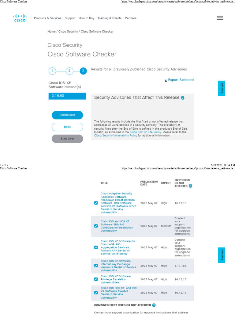 Cisco Software Checker For Cisco IOS XE 3.16.6S | PDF | Denial Of ...
