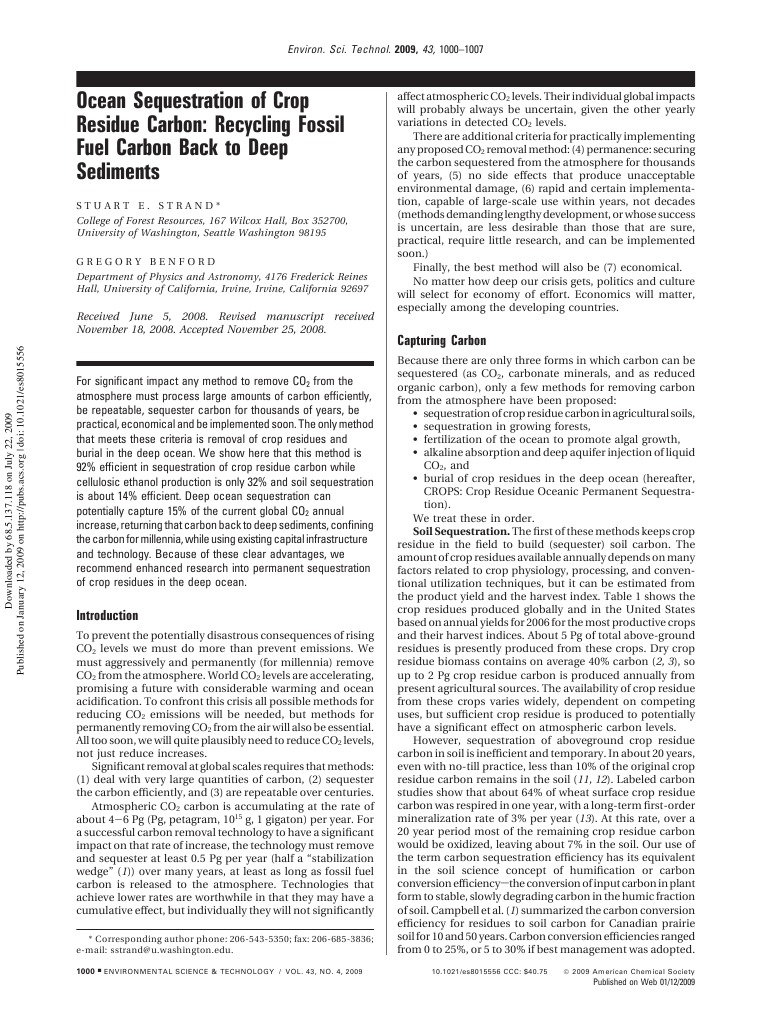 Deep Ocean Carbon Sequestration Method | PDF | Carbon Sequestration ...