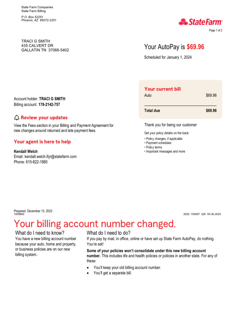 State Farm AutoPay Billing Overview | PDF | Credit Card | Payments