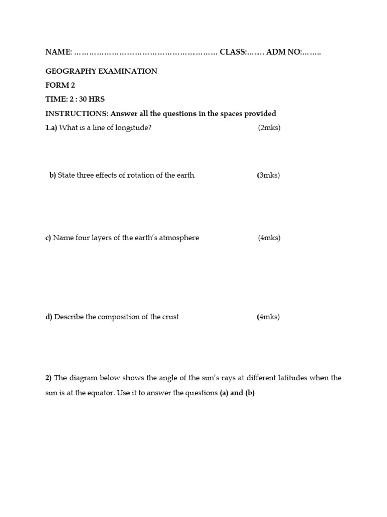 Geography Form 2 End Term Exam 2024 Set 3 Xaqw4PJ9gGTzJogv | PDF | Rock ...
