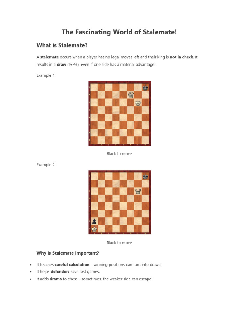 Understanding Stalemate in Chess | PDF