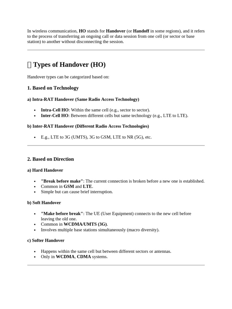Types of Handover in LTE Systems | PDF | Cellular Network | Lte ...