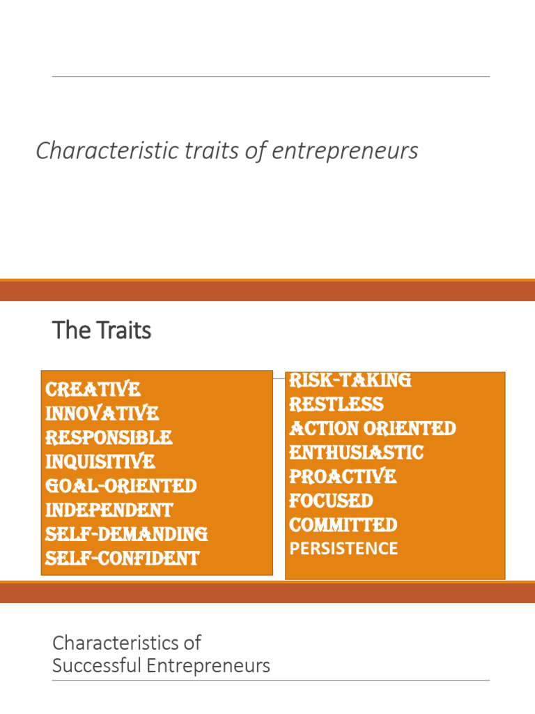 Traits of Goal-Driven Entrepreneurs | PDF | Entrepreneurship | Cognition