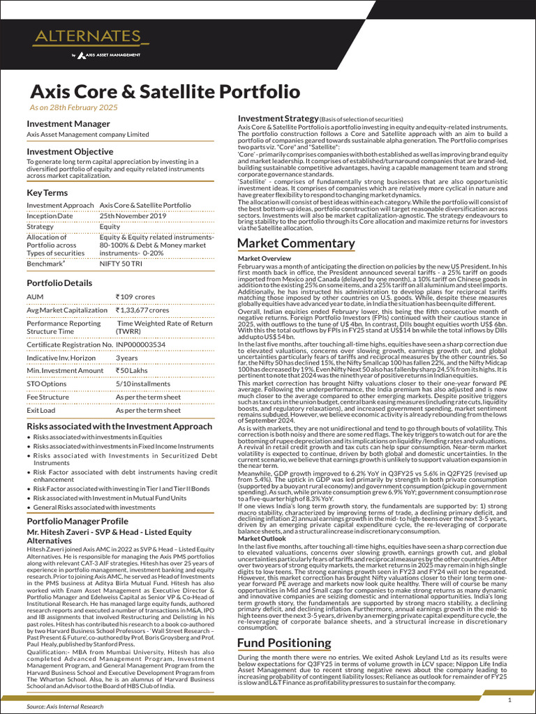 Axis Core & Satellite Portfolio Overview | PDF | Investing | Investment ...