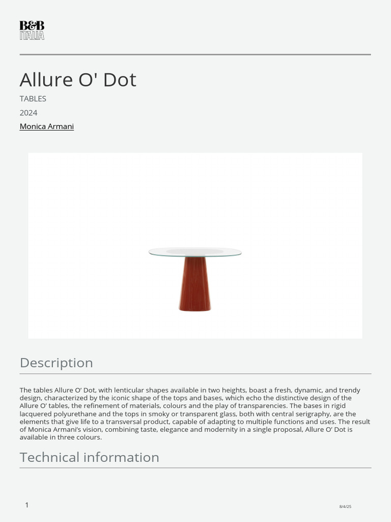 Allure O' Dot Table Design Overview | PDF