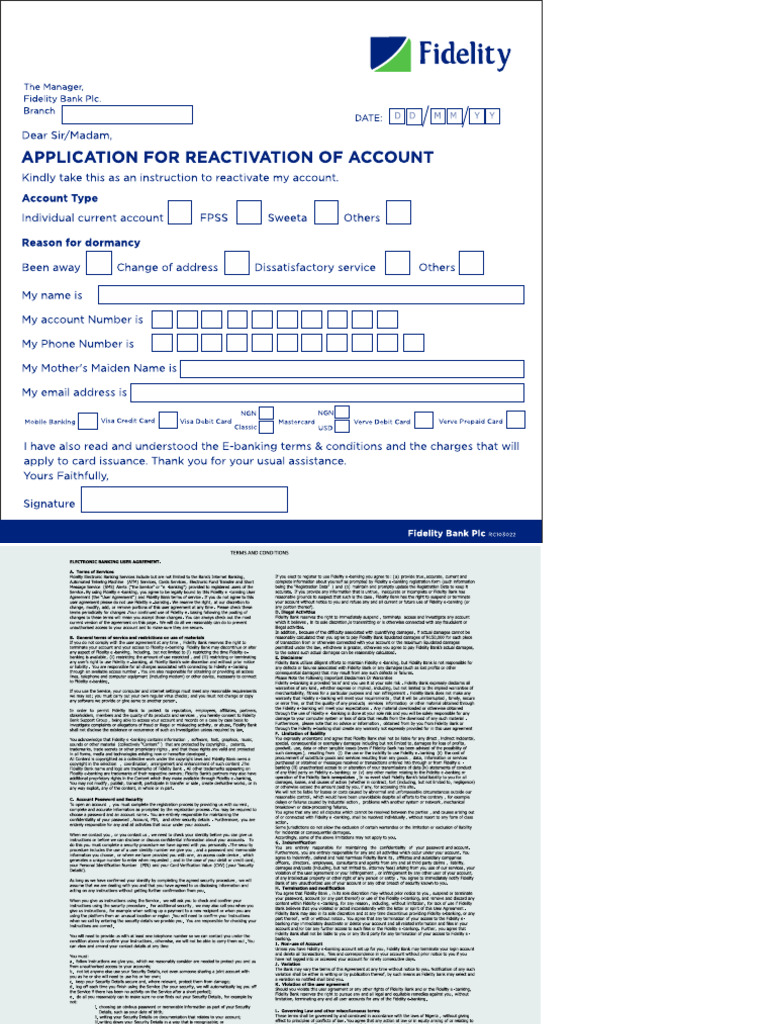 Account Reactivation Form | PDF