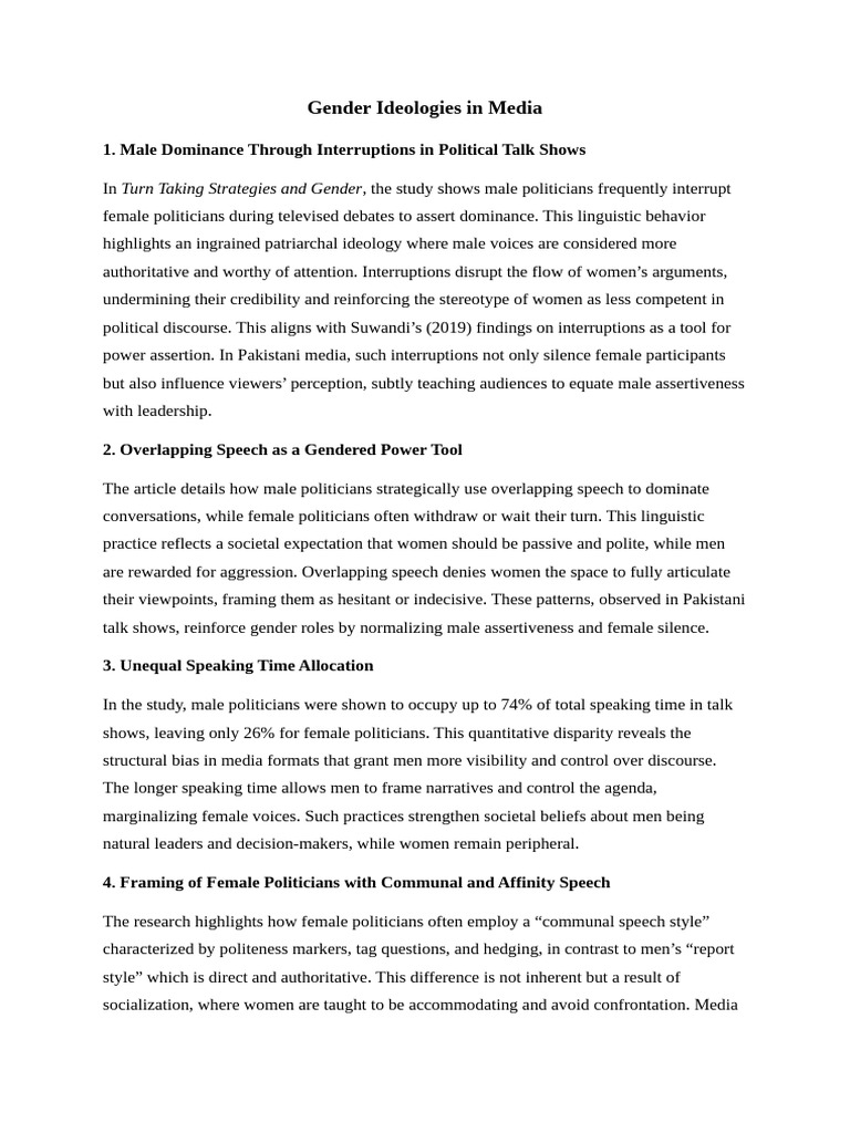 Gender Ideologies in Media | PDF | Gender | Gender Studies