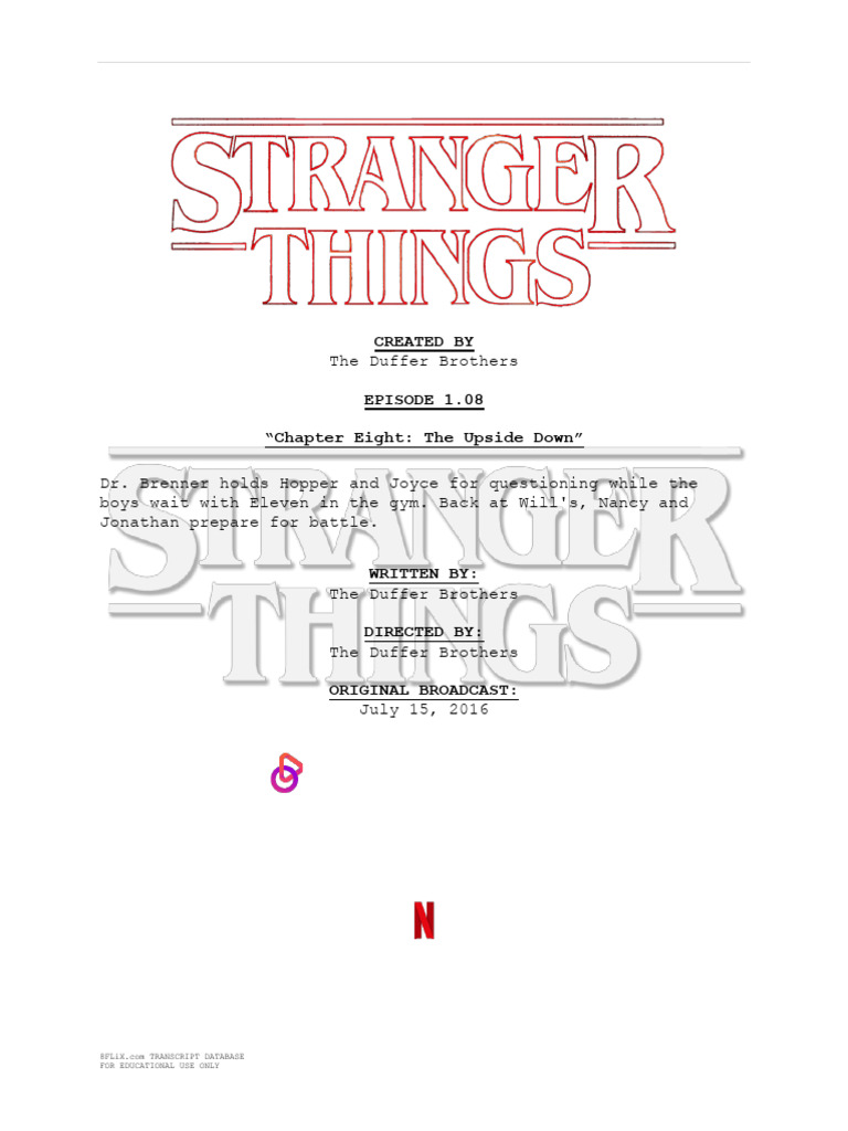 Stranger Things Chapter Eight Transcript PDF