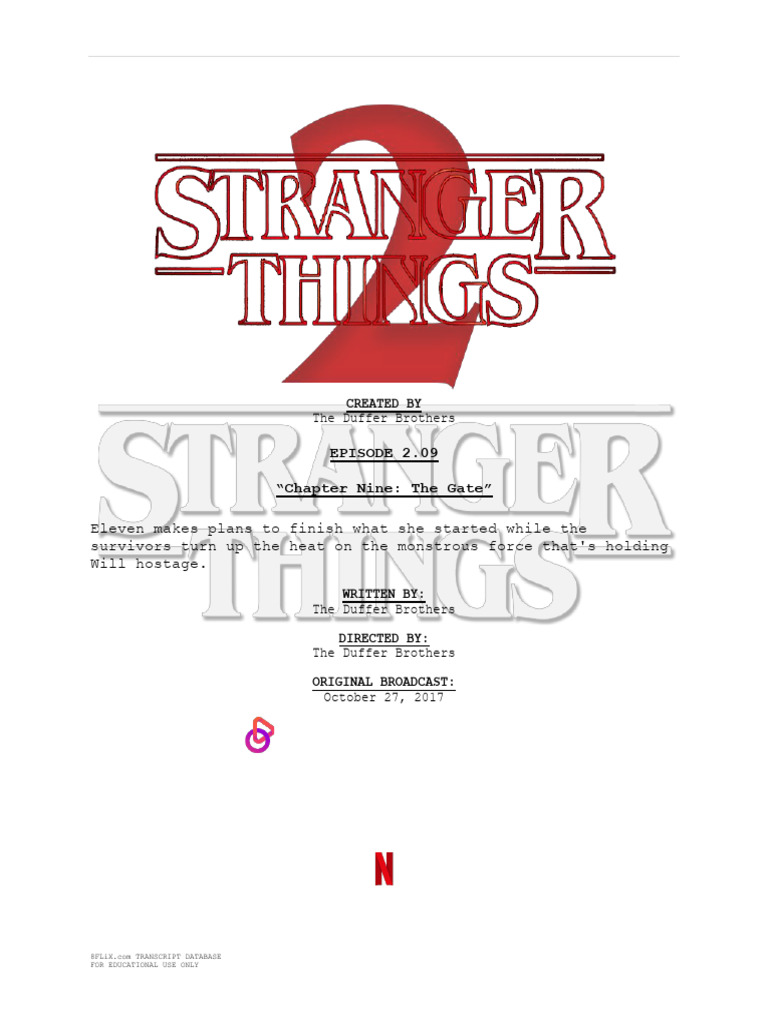 Stranger Things Chapter Nine Transcript PDF