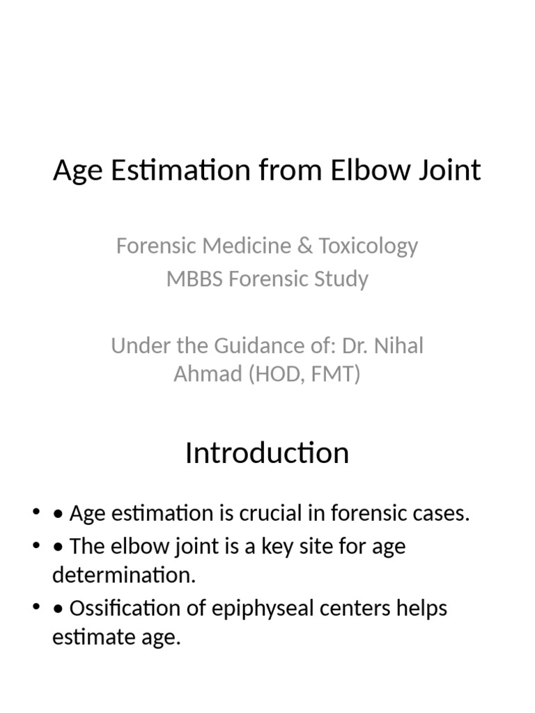 Elbow Joint Age Estimation Guide | PDF | Elbow | Limbs (Anatomy)