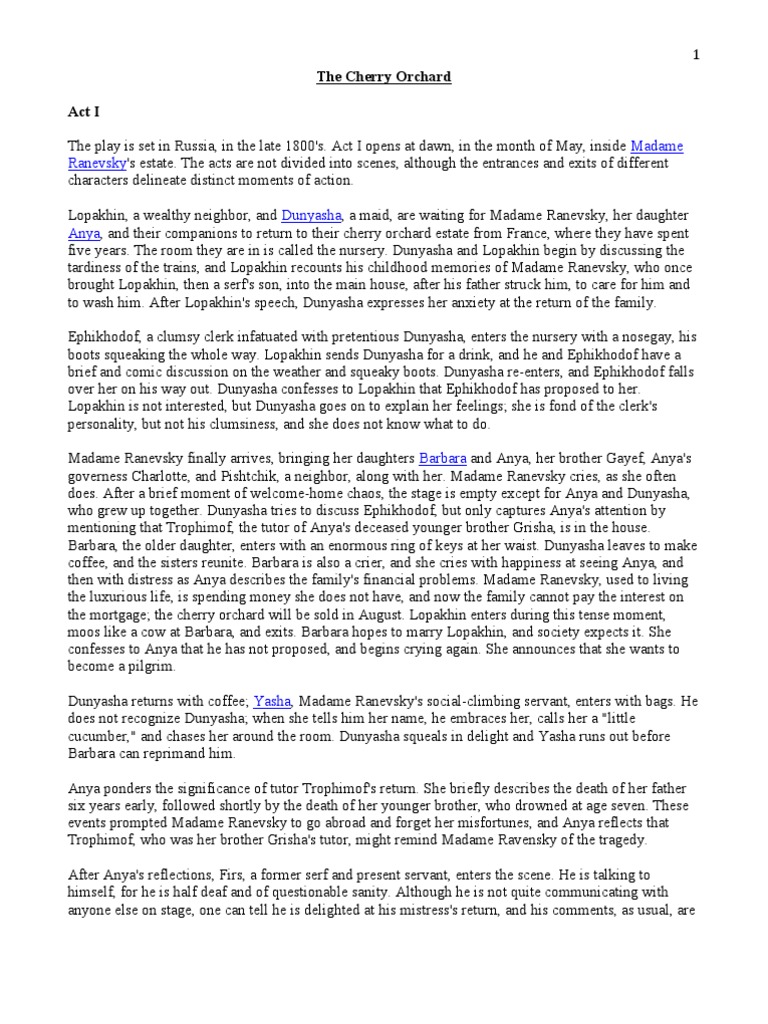 Summary of The Cherry Orchard | PDF | Poetry