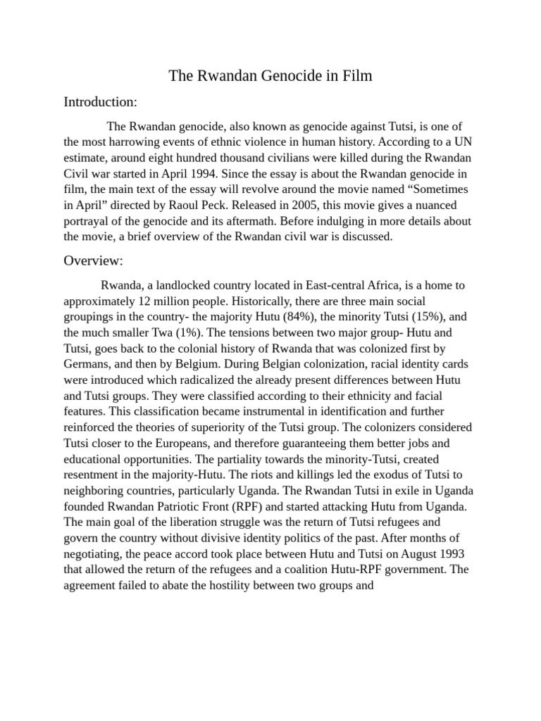 Rwandan Genocide Portrayed in Film | PDF