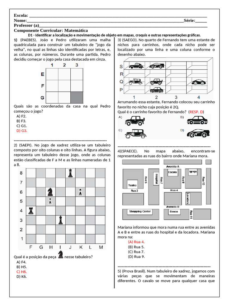 Atividades de Localização e Movimentação | PDF