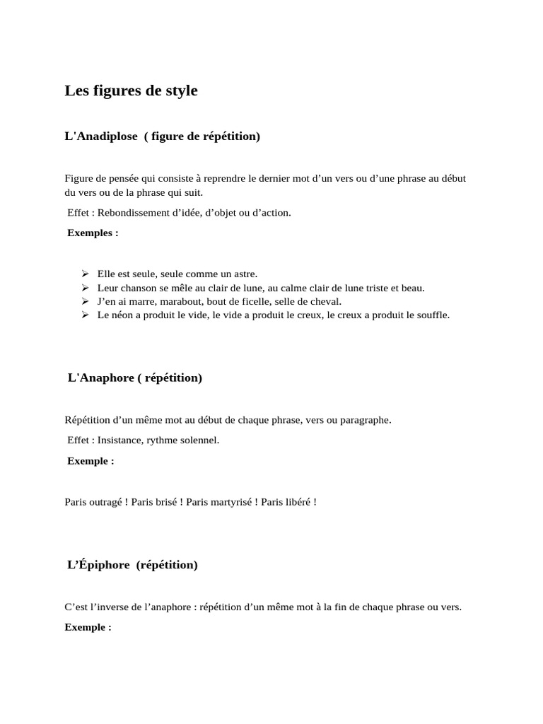 Figures de style : Anadiplose et autres | PDF | Linguistique | Syntaxe