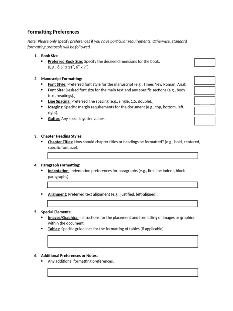 Book Formatting Preferences Guide | PDF