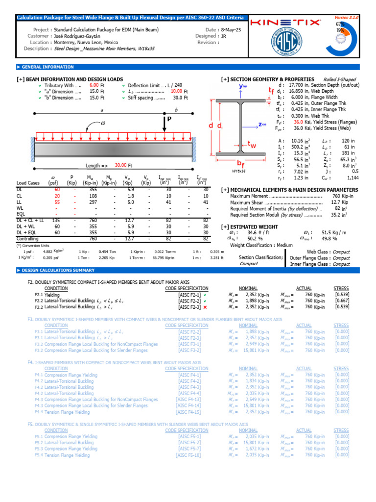 Beam 02 Steel DGN - Fixed Fixed | PDF | Buckling | Beam (Structure)