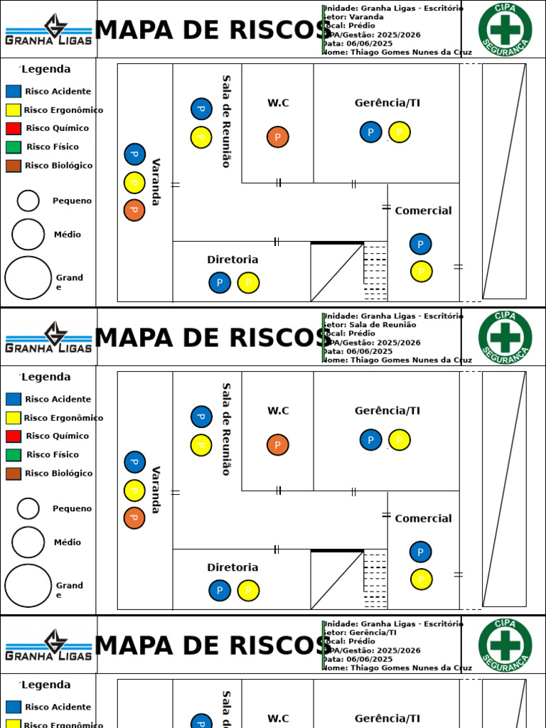 Mapa de Riscos no Escritório Granha Ligas | PDF