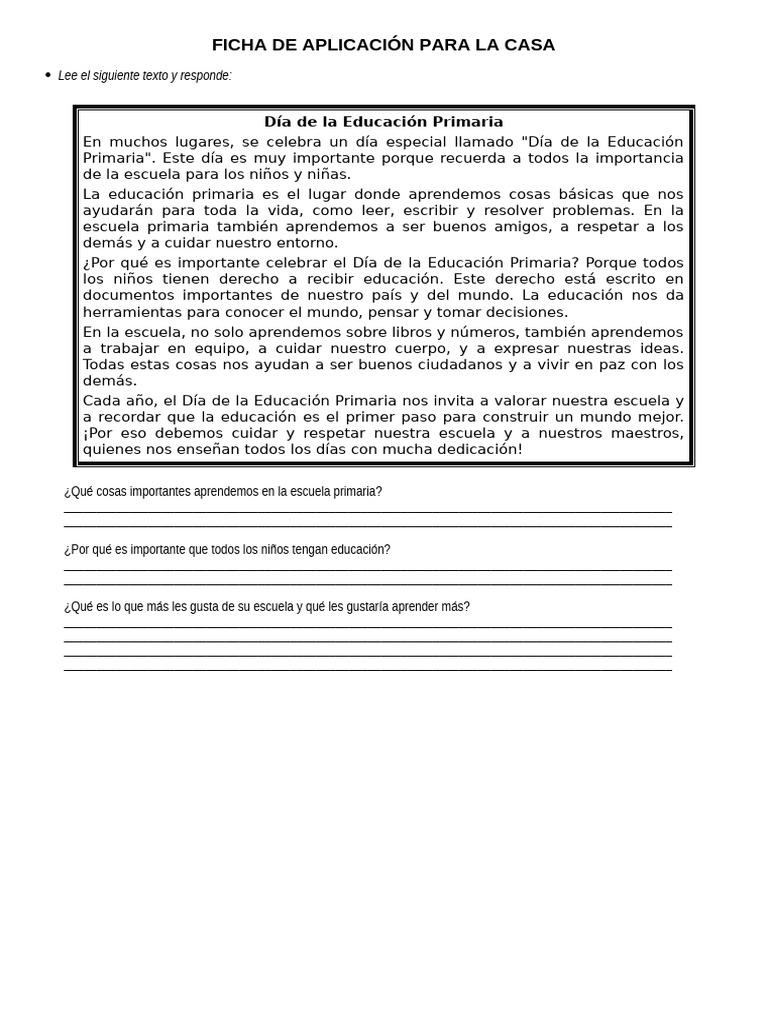 Ficha de Aplicación para La Cas1 | PDF | Escuelas | Educación primaria