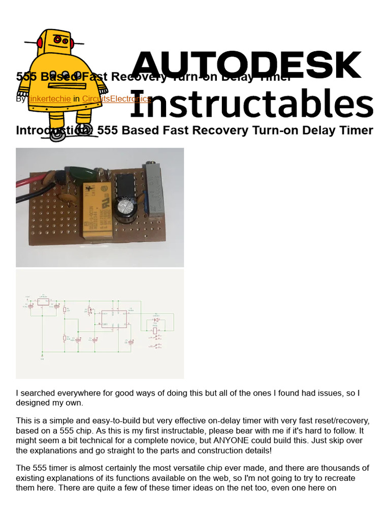 555 Timer Fast Recovery Delay Circuit | PDF | Relay | Manufactured Goods