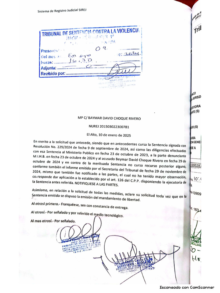 Solicita Ejecutoria de Sentencia | PDF