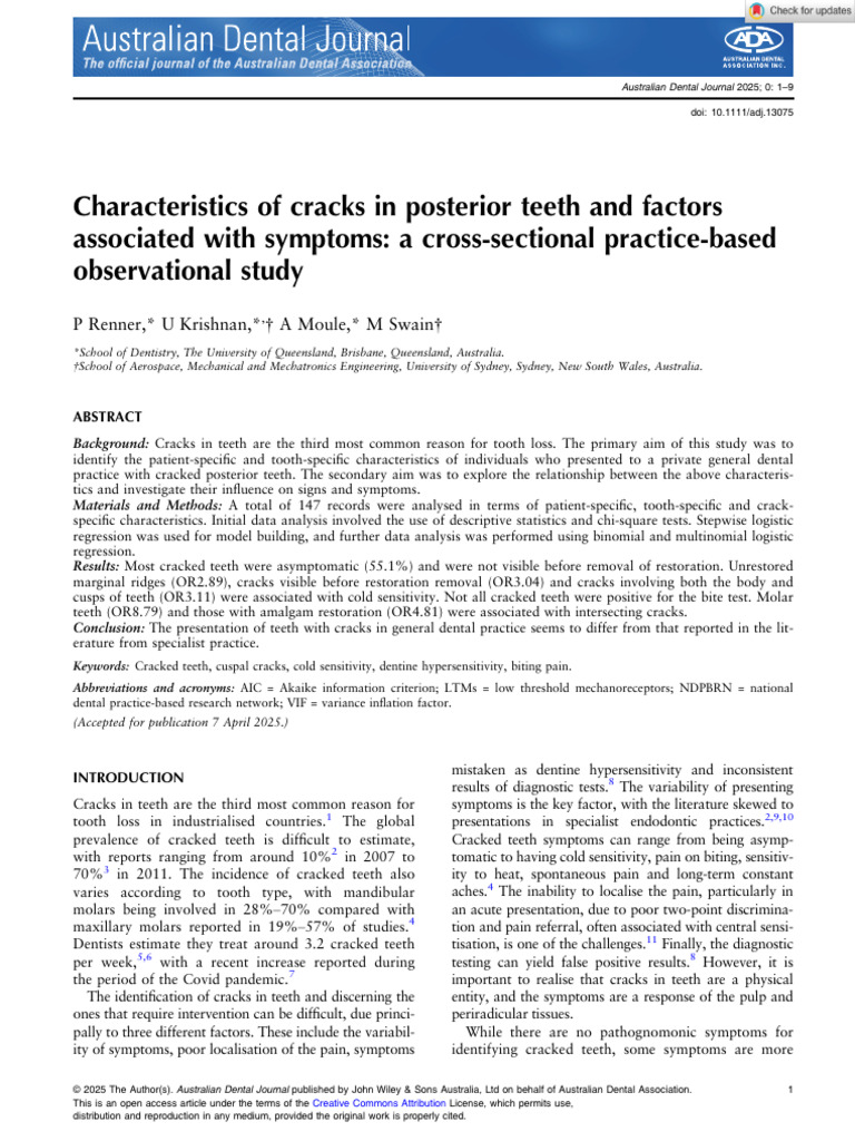 Cracked Teeth: Symptoms and Factors | PDF | Human Tooth | Tooth