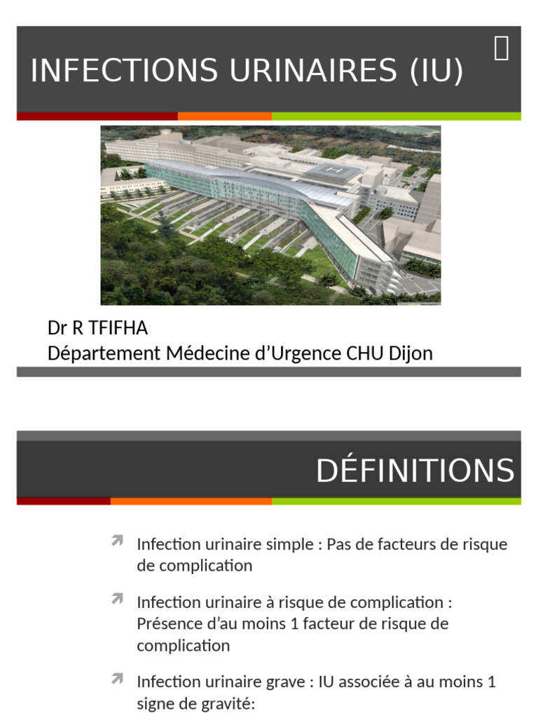 Guide sur les Infections Urinaires (IU) PDF Infection urinaire — free download