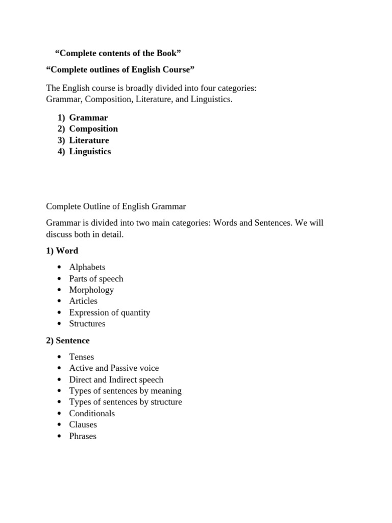English Grammar Outline and Exercises | PDF | Noun | Grammatical Gender