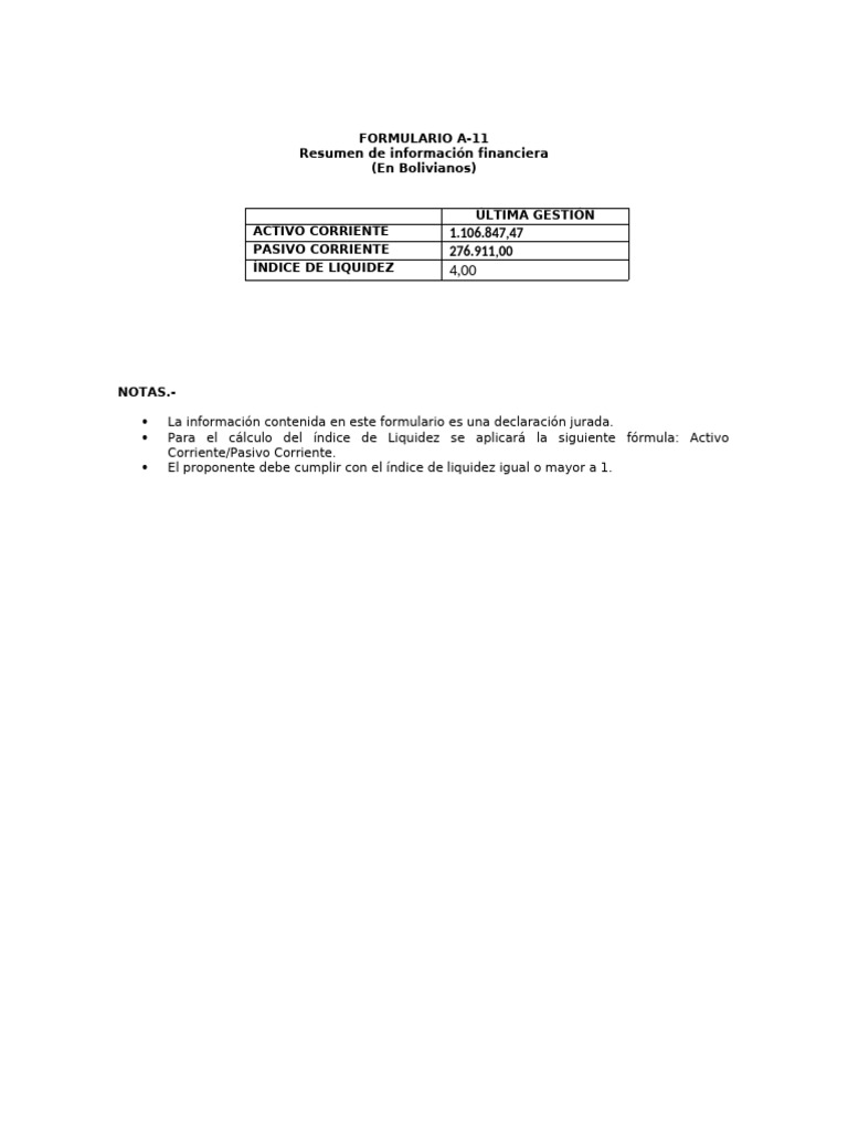 Formulario A 11 | PDF