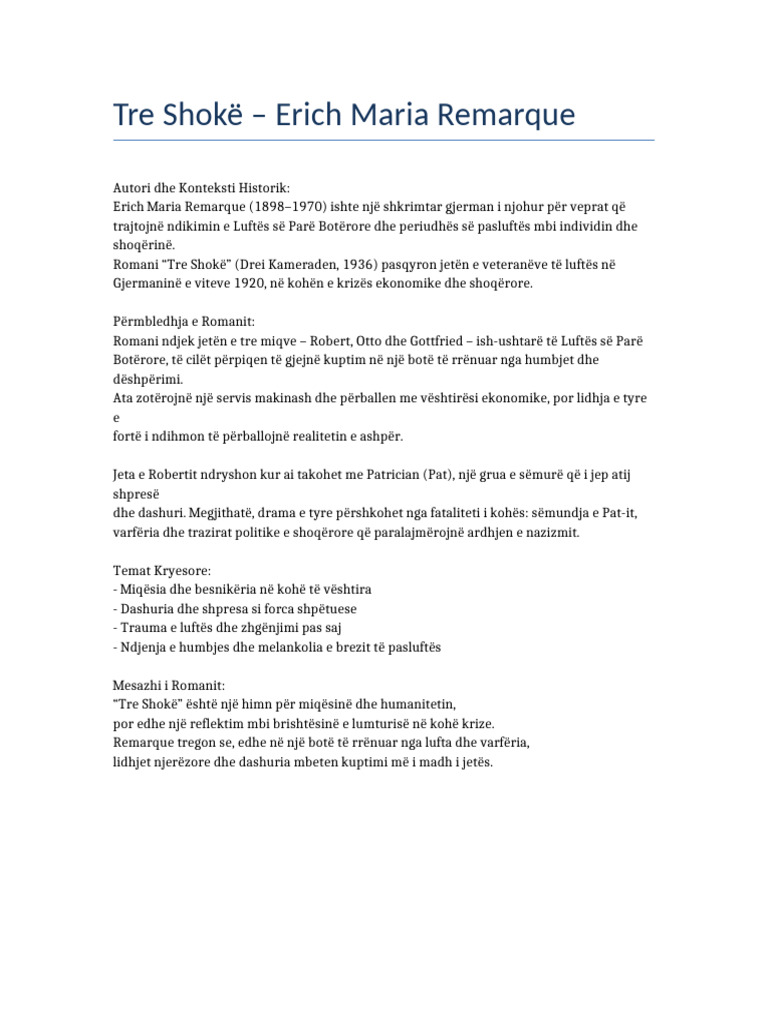 Tre Shoke Remarque | PDF