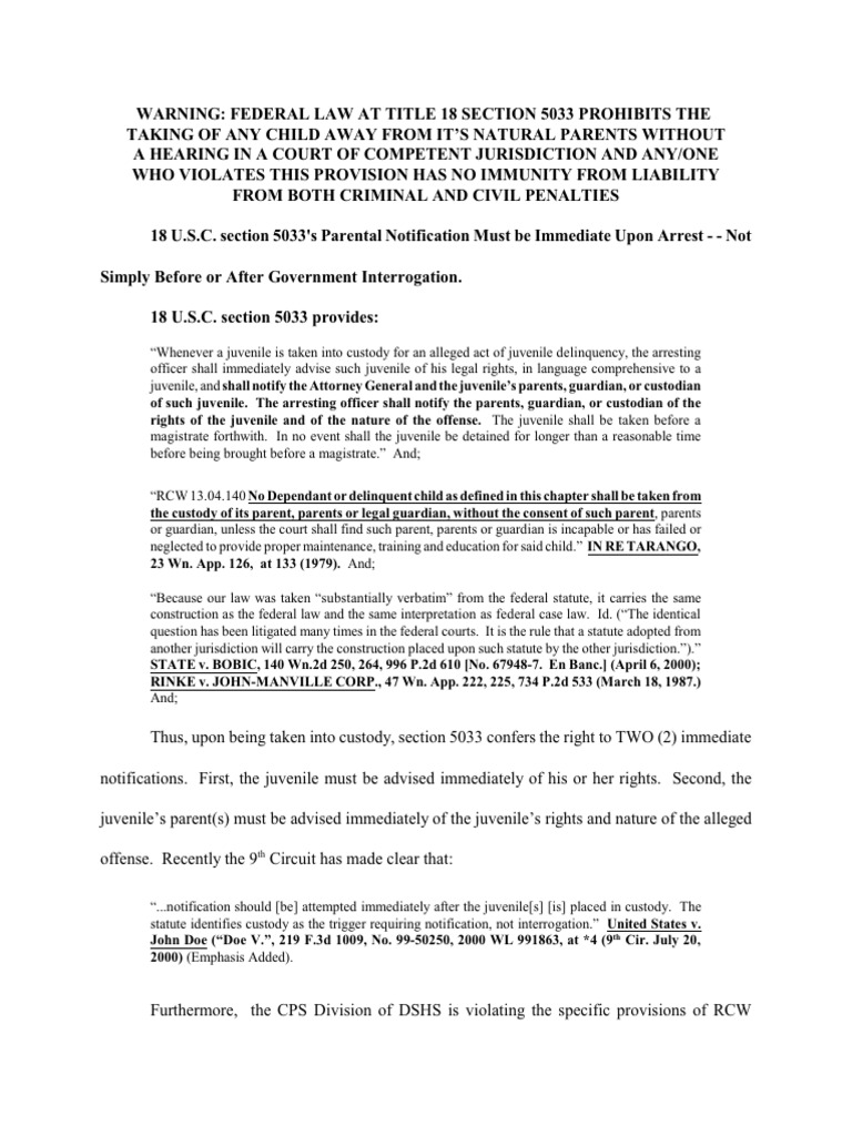 18 U.S.C. 5033 Invoke Childs Rights To Remain Silent Flyer | PDF ...