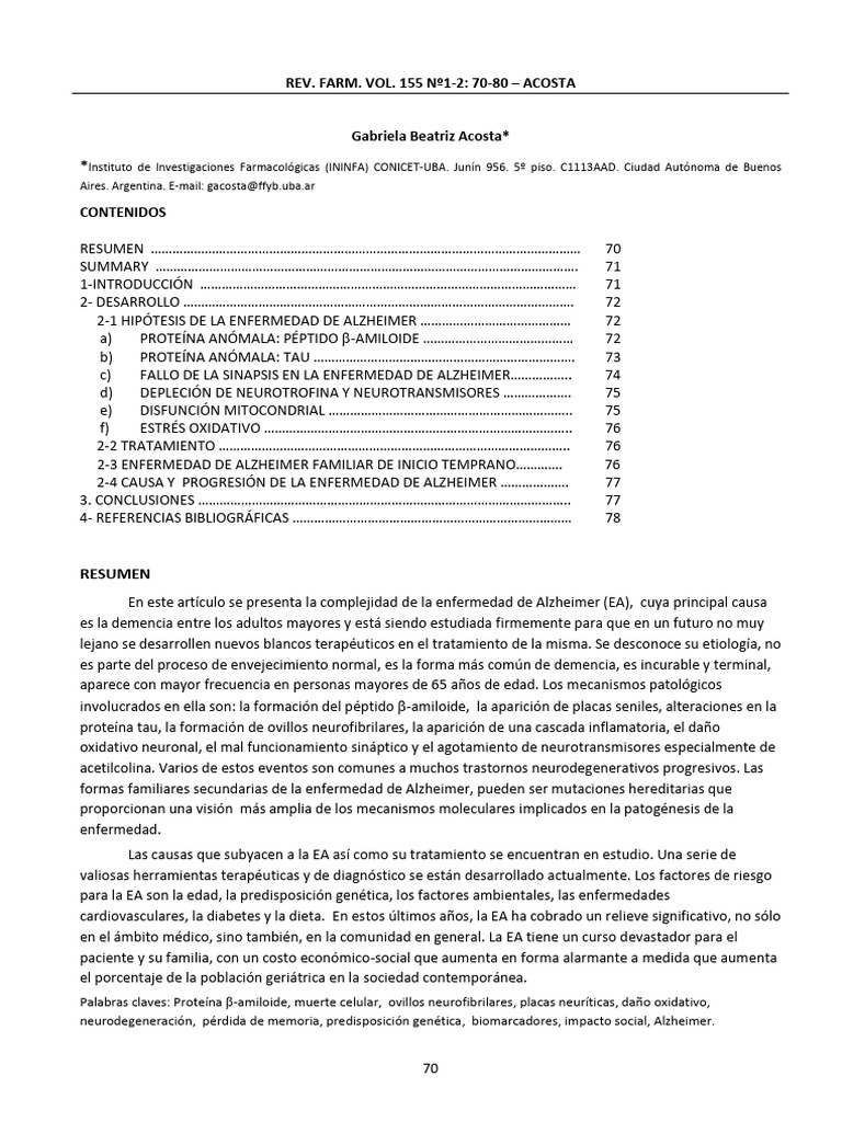 Mitos y realidades del Alzheimer | PDF | Beta amiloide | Enfermedad de ...