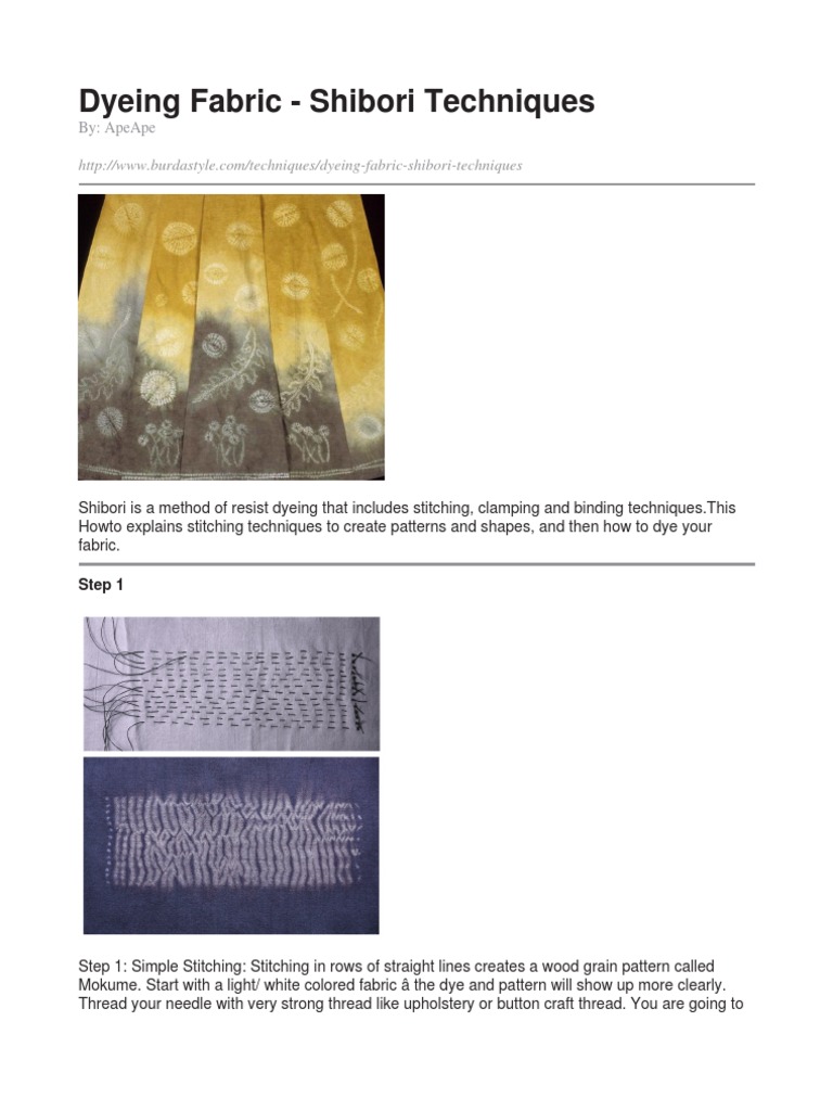 Dyeing Fabric Shibori Techniques Original | PDF