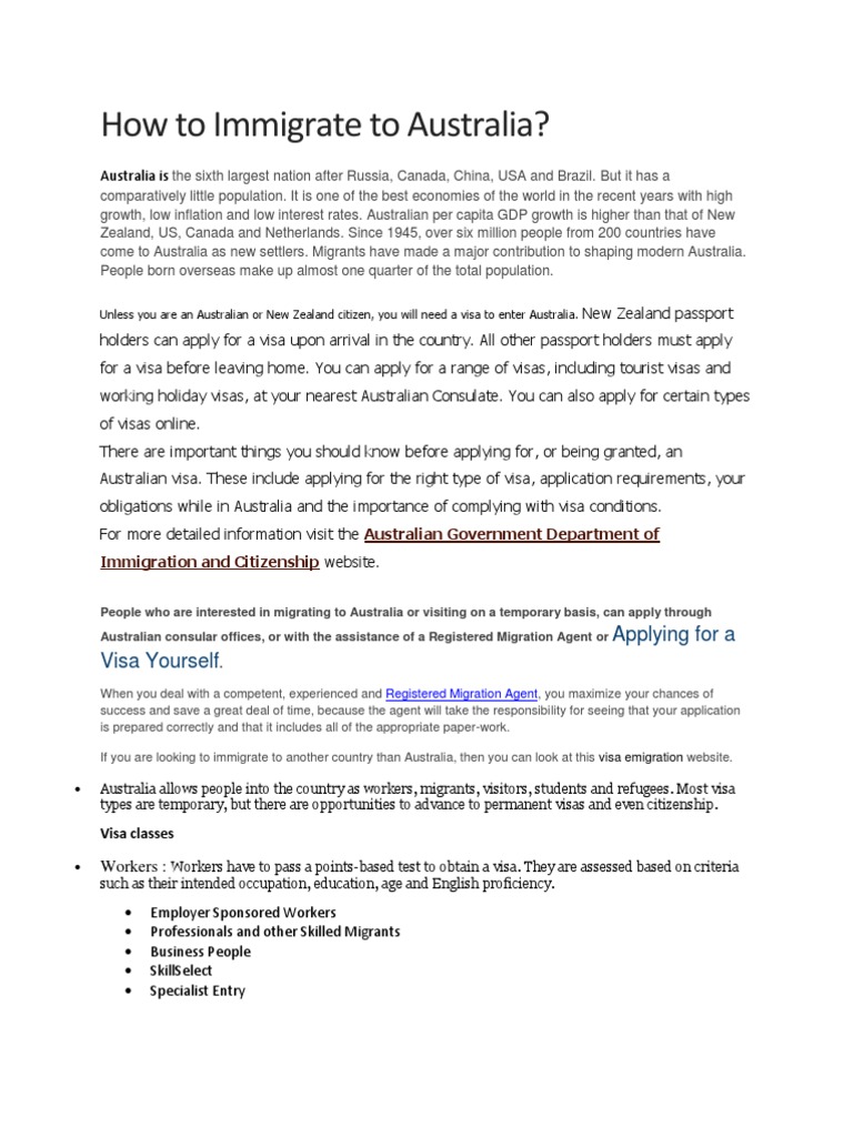 FinalHow to Immigrate to Australia Travel Visa Immigration Free 30day Trial Scribd