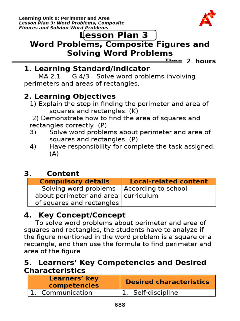 Lesson Plan 8-3 Word Problems, Illustrations and Solving Word Problems ...