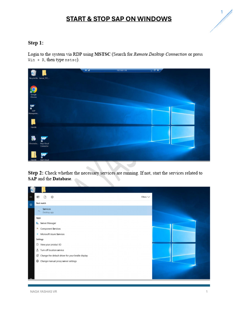 Start and Stop SAP on Windows Guide | PDF | Remote Desktop Services ...