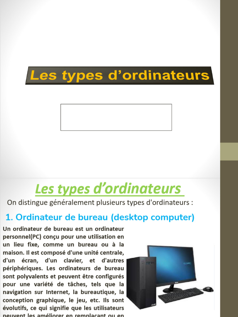 Les 11 types d'ordinateurs expliqués | PDF | Ordinateur de bureau ...