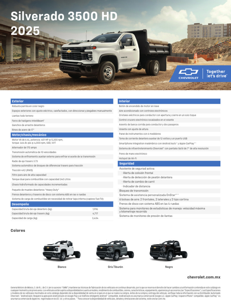 ficha-tecnica-silverado-3500-hd-2025 | PDF | Chevrolet Silverado | Coche