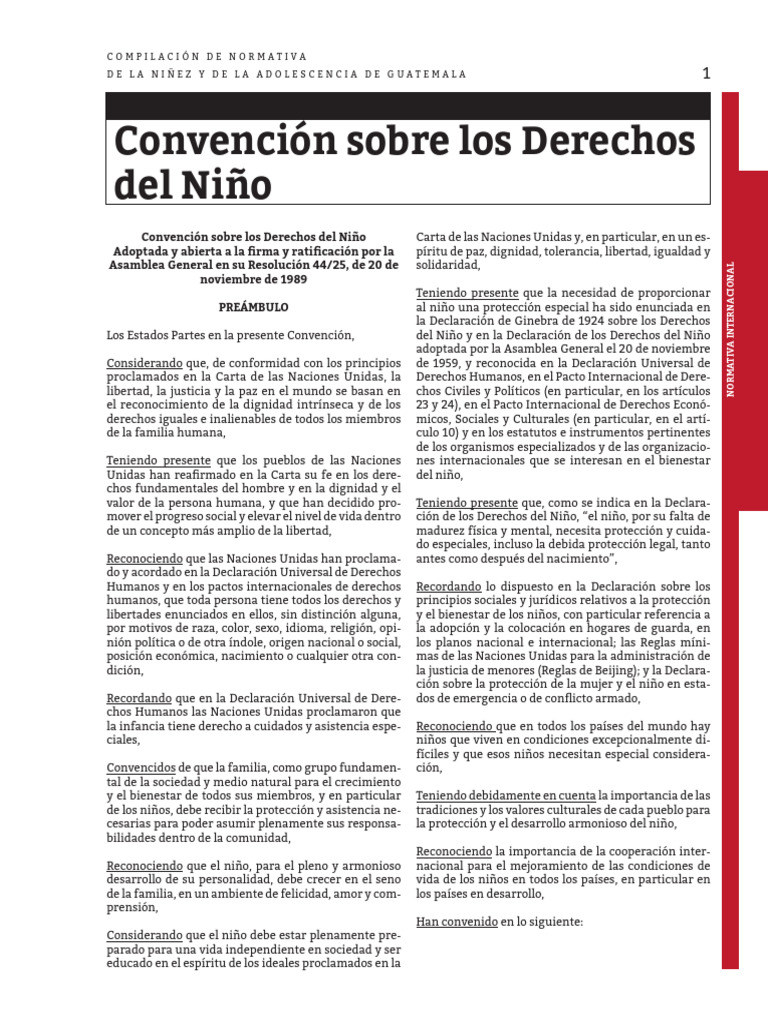 Normativa de Derechos del Niño en Guatemala PDF Adopción Derechos