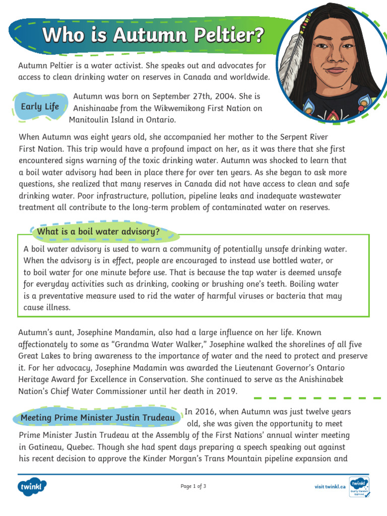 Autumn Peltier: Water Activist Profile | PDF | Natural Environment