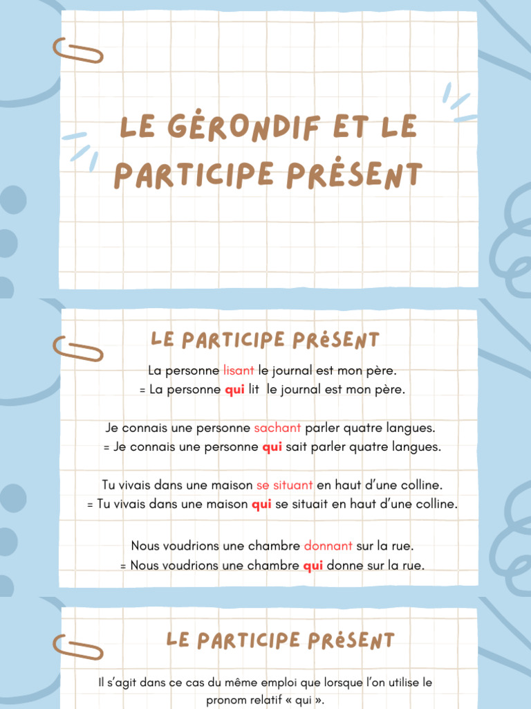 Gérondif et Participe Présent en Français | PDF | Verbe | Sujet (Grammaire)