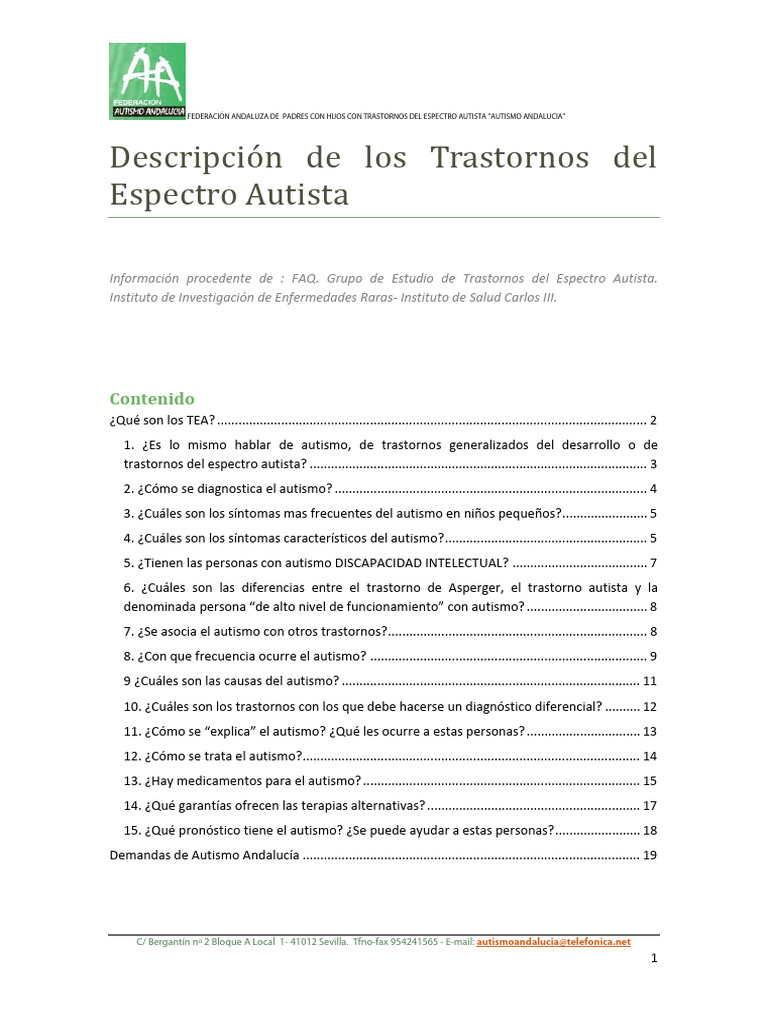Guía sobre Trastornos del Espectro Autista | PDF | Autismo | Síndrome ...
