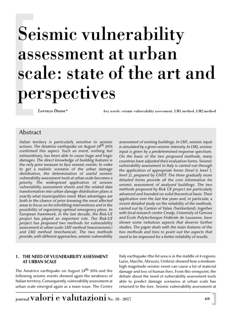 Seismic Vulnerability Assessment at Urba | PDF | Earthquakes | Seismology
