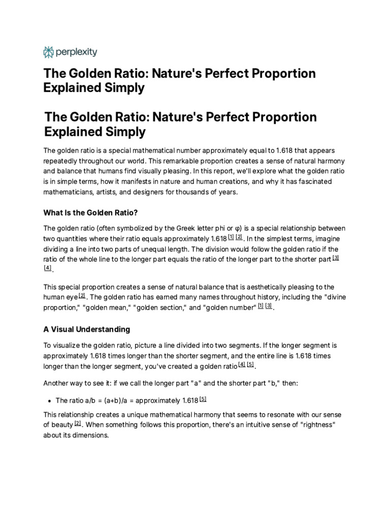 Golden Ratio: Nature's Aesthetic Proportion | PDF | Ratio | Mathematics