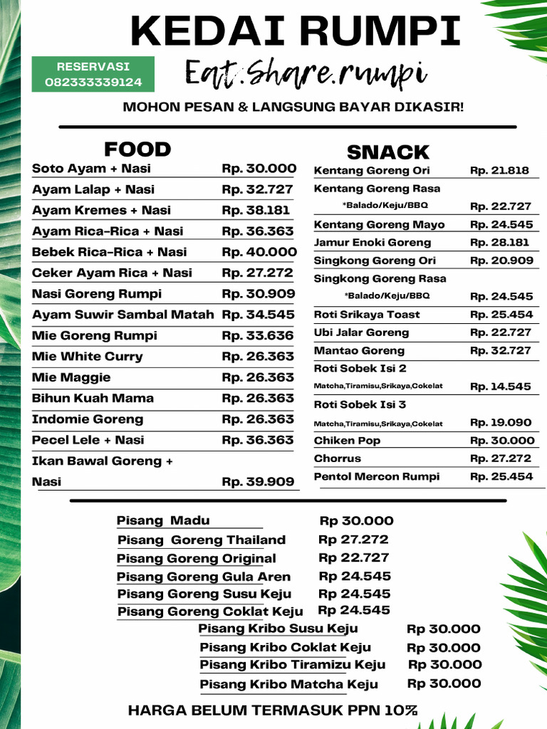 Menu Kedai Rumpi | PDF