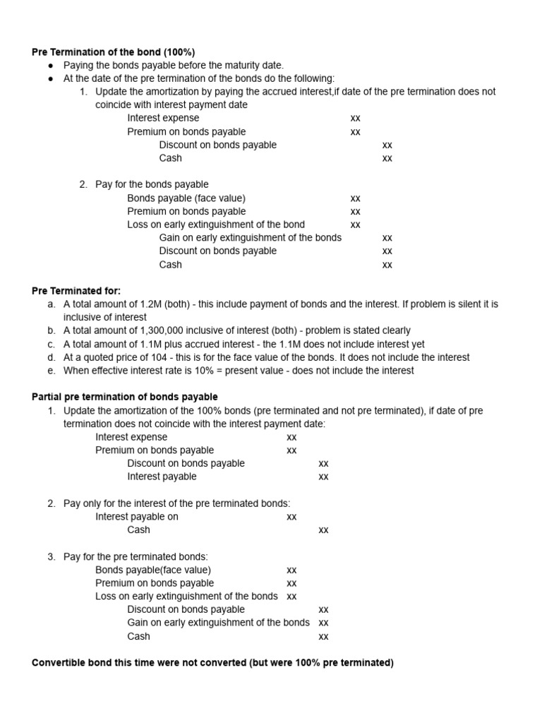 Pre-Termination of Bonds Payable | PDF | Bonds (Finance) | Interest