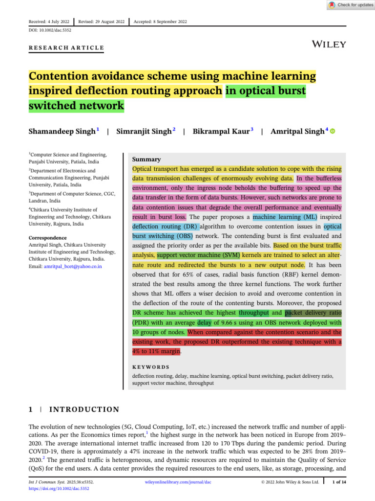 Machine Learning for Optical Burst Routing | PDF | Computer Network ...