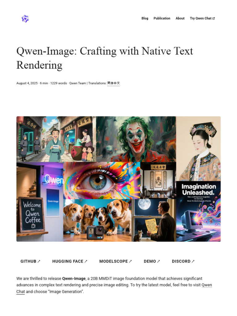 Qwen-Image - Crafting With Native Text Rendering - Qwen | PDF ...