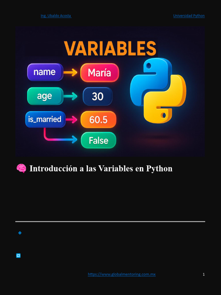 02 01 00 Variables UP | PDF | Python (lenguaje de programación ...