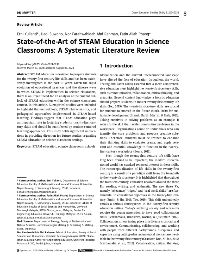 STEAM Education in Science Classrooms | PDF | Interdisciplinarity | Science